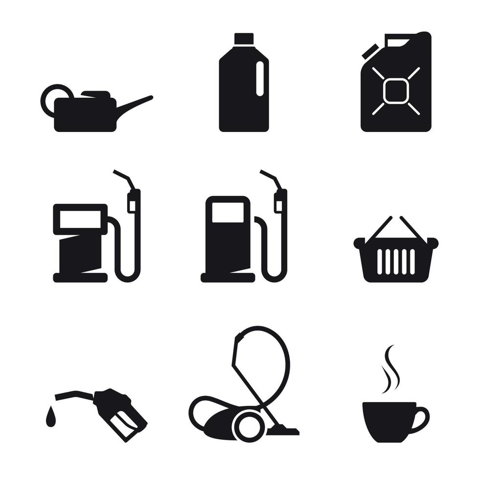 Gasoline station icons service, maintenance symbols, range of services vector