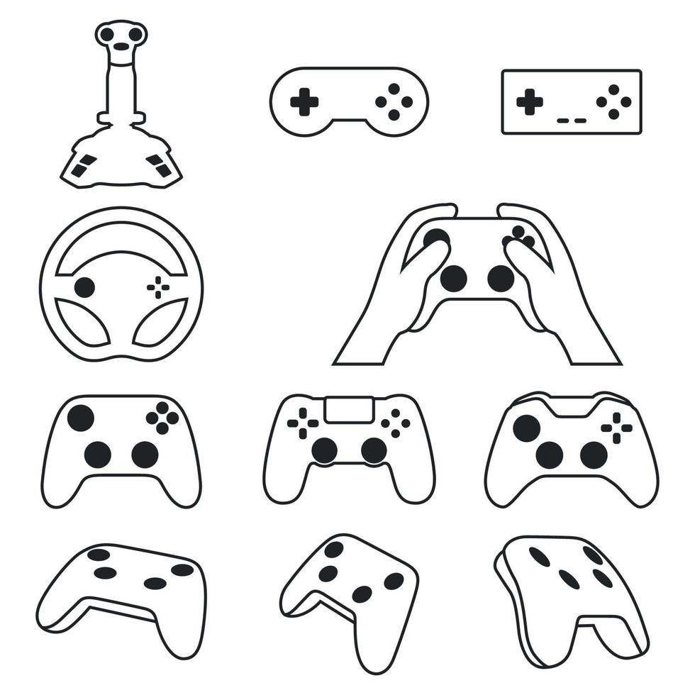 iconos de contorno de controladores de videojuegos vector