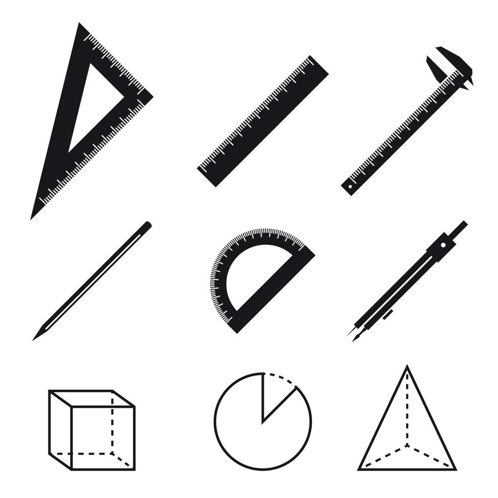 Set of black icons on a theme geometry vector