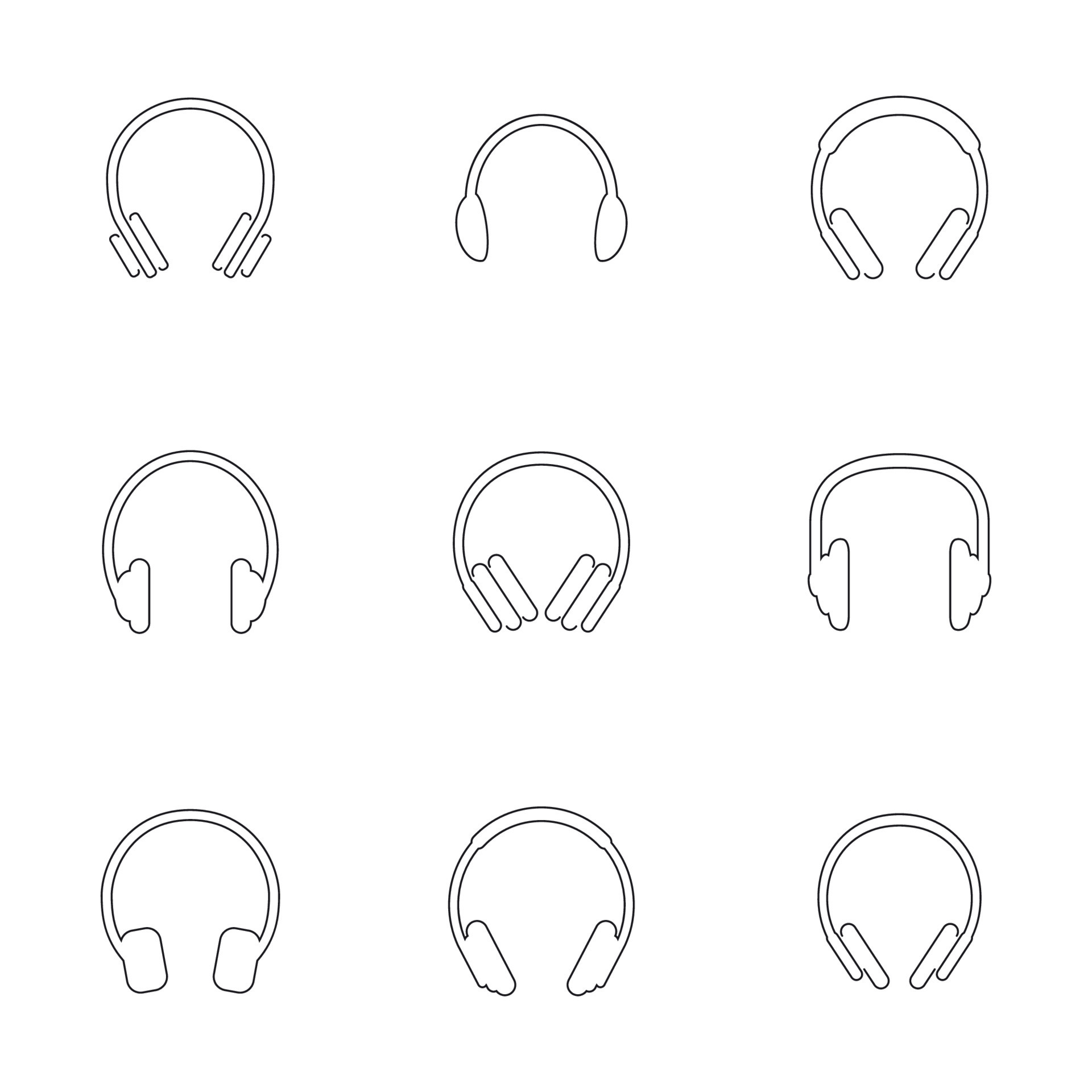 Simple linear headphone icons set 17533649 Vector Art at Vecteezy