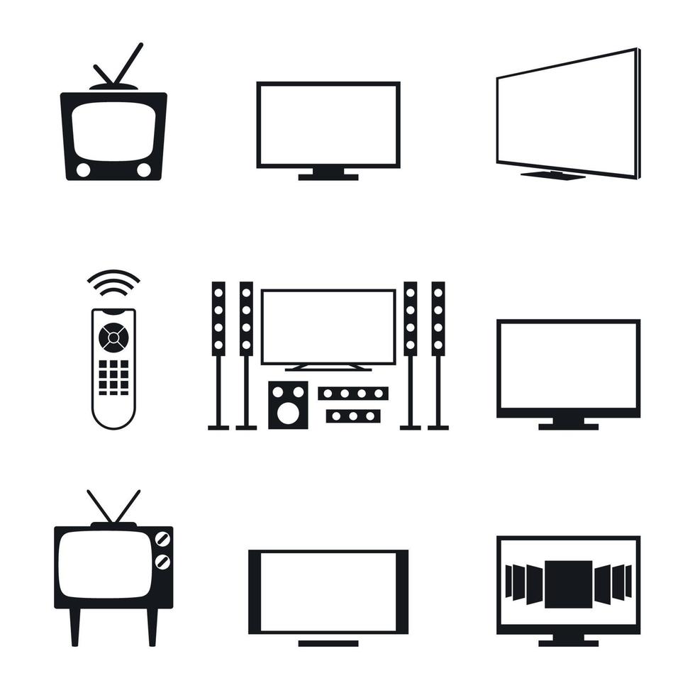 TV icon set tv home theater and smart tv icons television vector