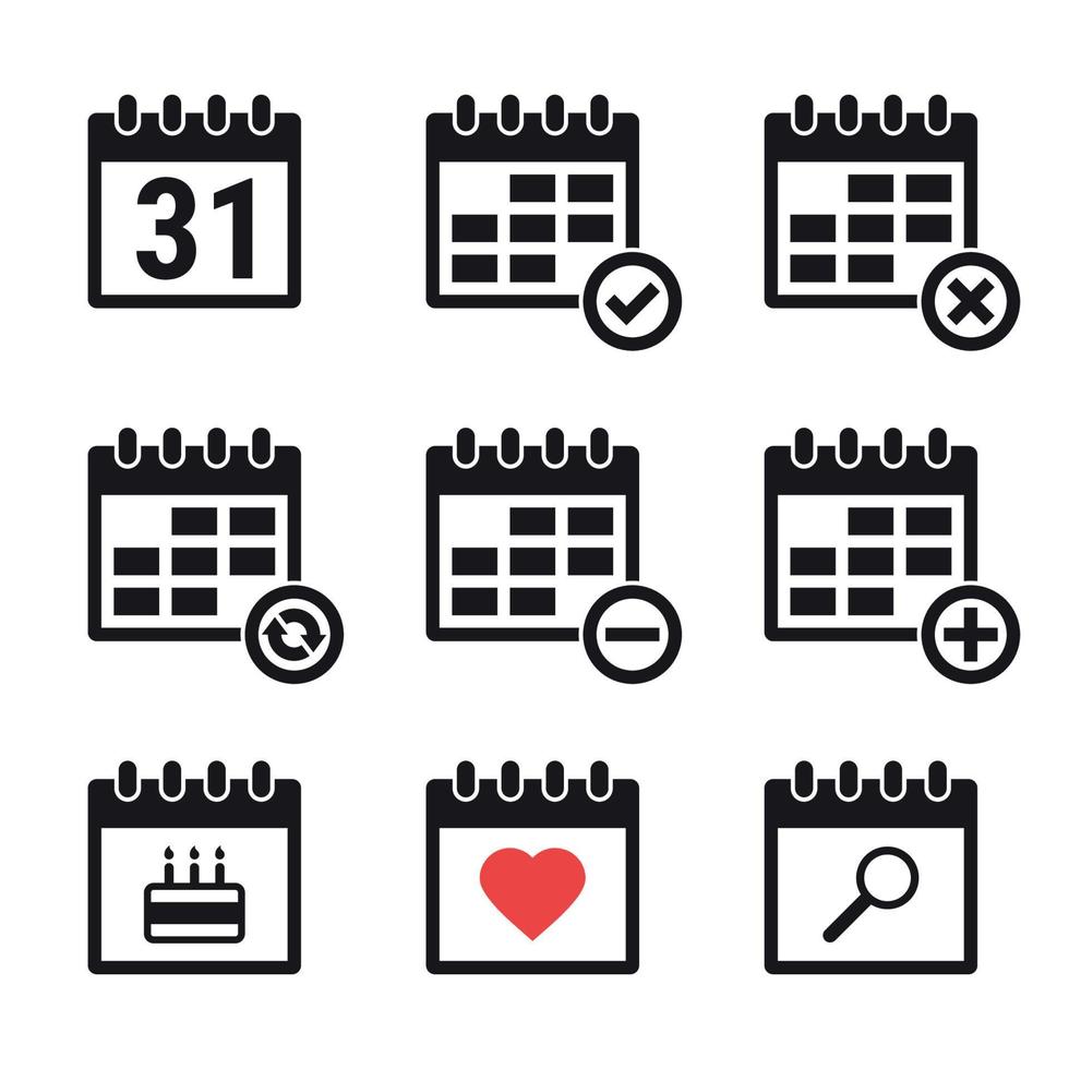 conjunto de iconos simples y aislados en un calendario temático vector