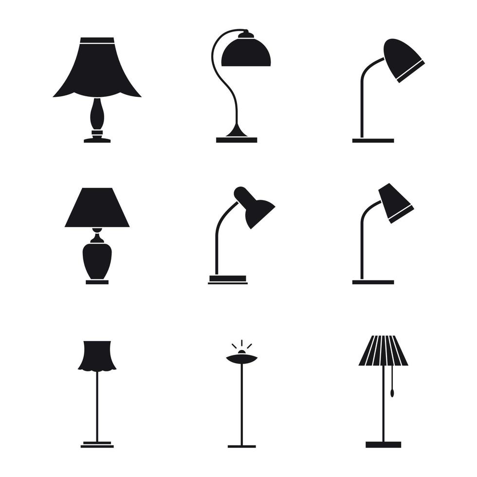 iconos de lámparas y dispositivos de iluminación vector