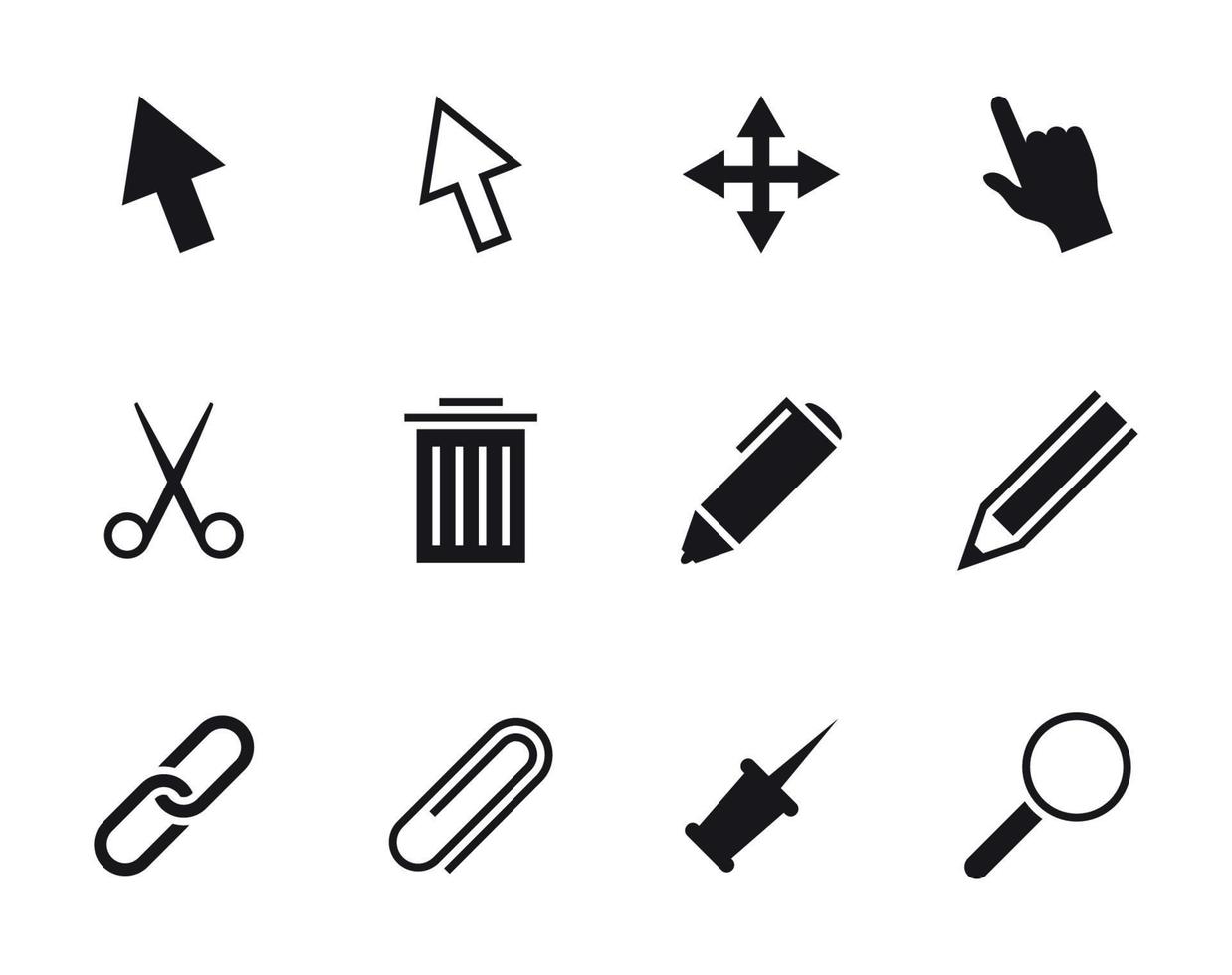 conjunto de iconos aislados en una selección de tema, modificar signos vector