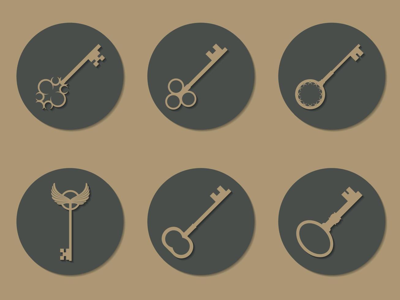 Set of isolated icons on a theme keys with shadows vector