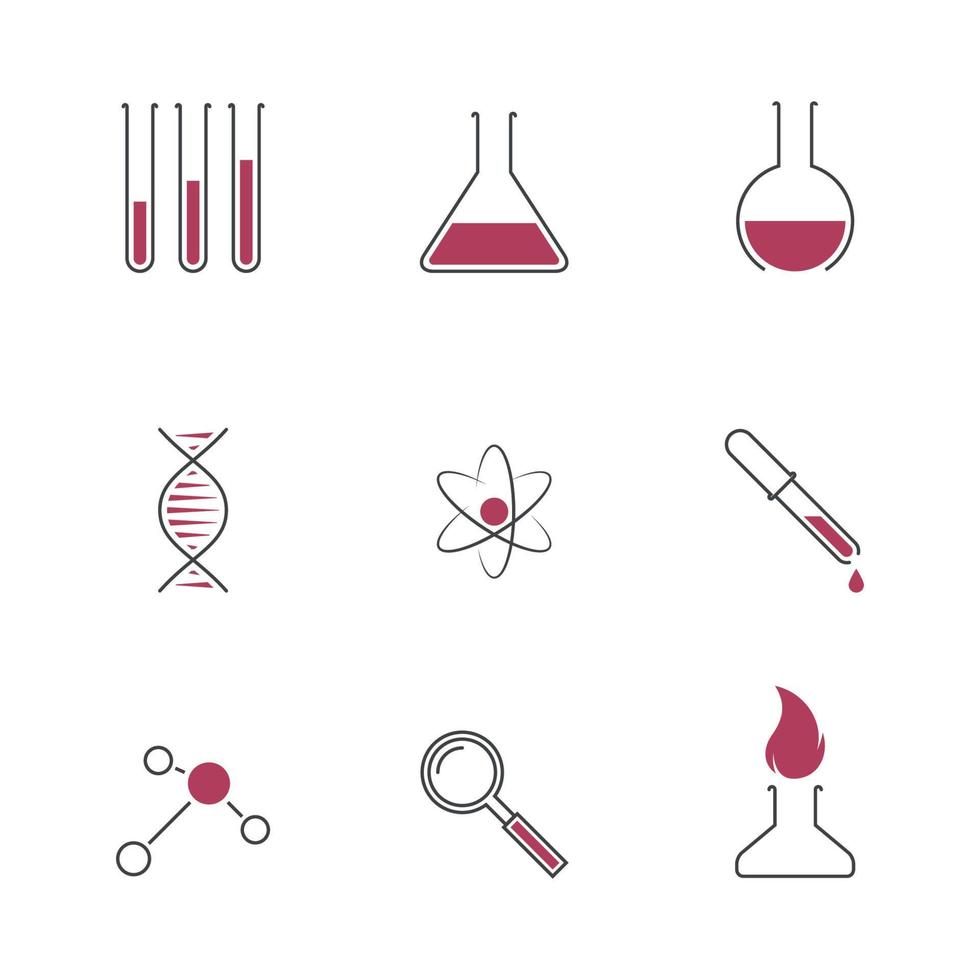 Set of isolated flat icons on a theme science vector