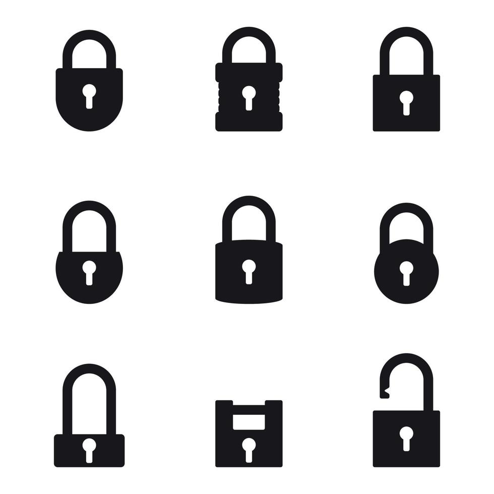 isolated simple black locks icons on white background vector