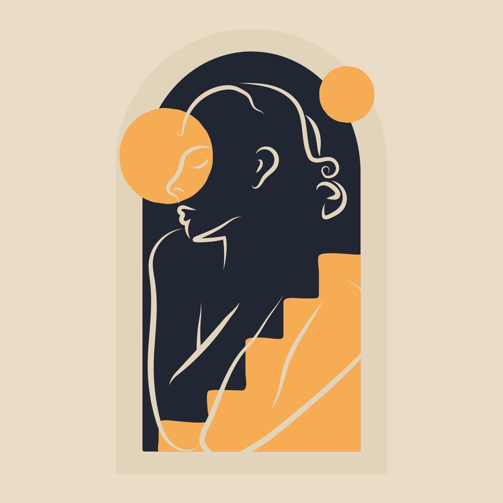 ilustraciones estéticas modernas con escaleras y mujer vector