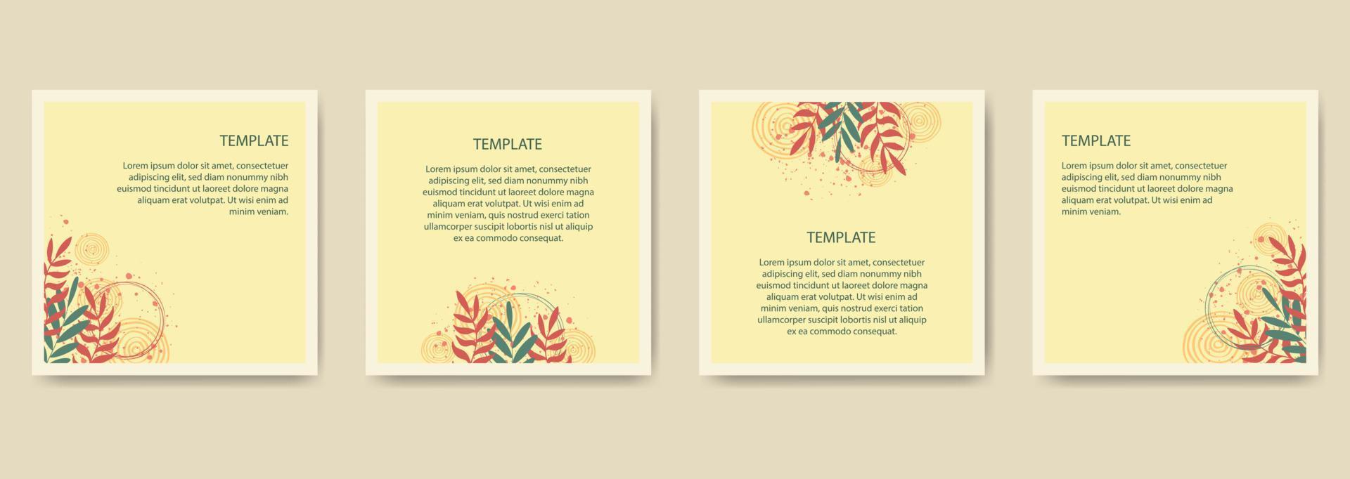 plantillas abstractas cuadradas florales de moda. adecuado para publicaciones en medios sociales, aplicaciones móviles, tarjetas, invitaciones, diseño de pancartas vector