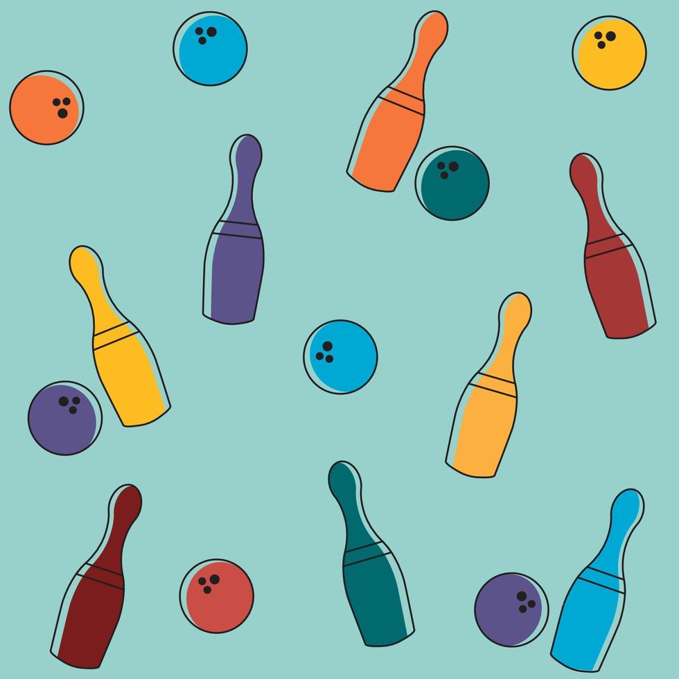 Illustration of bowling pins, seamless pattern background vector