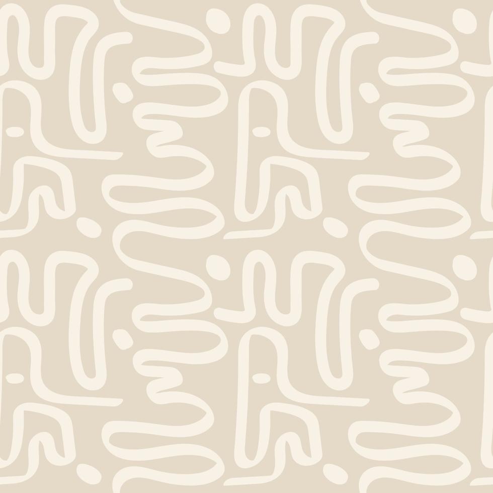 Contemporary printable seamless pattern with abstract line brush stroke in nude colors. Pastel boho background vector