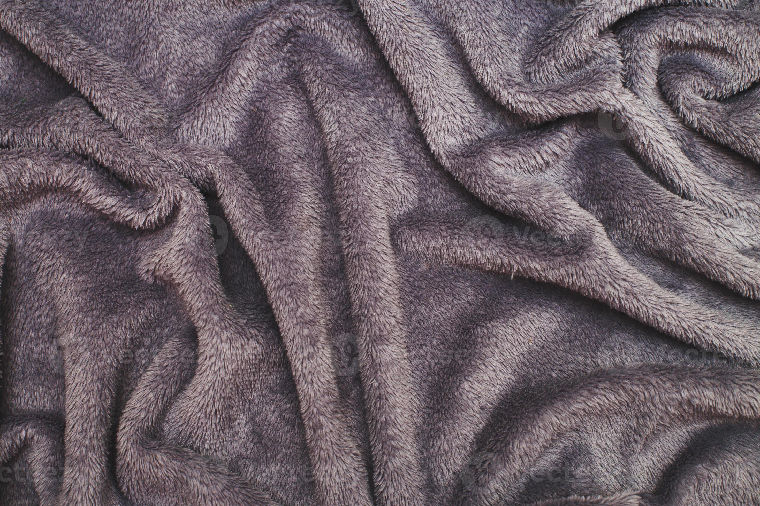 Gray wrinkled plush fabric background texture, soft material pattern