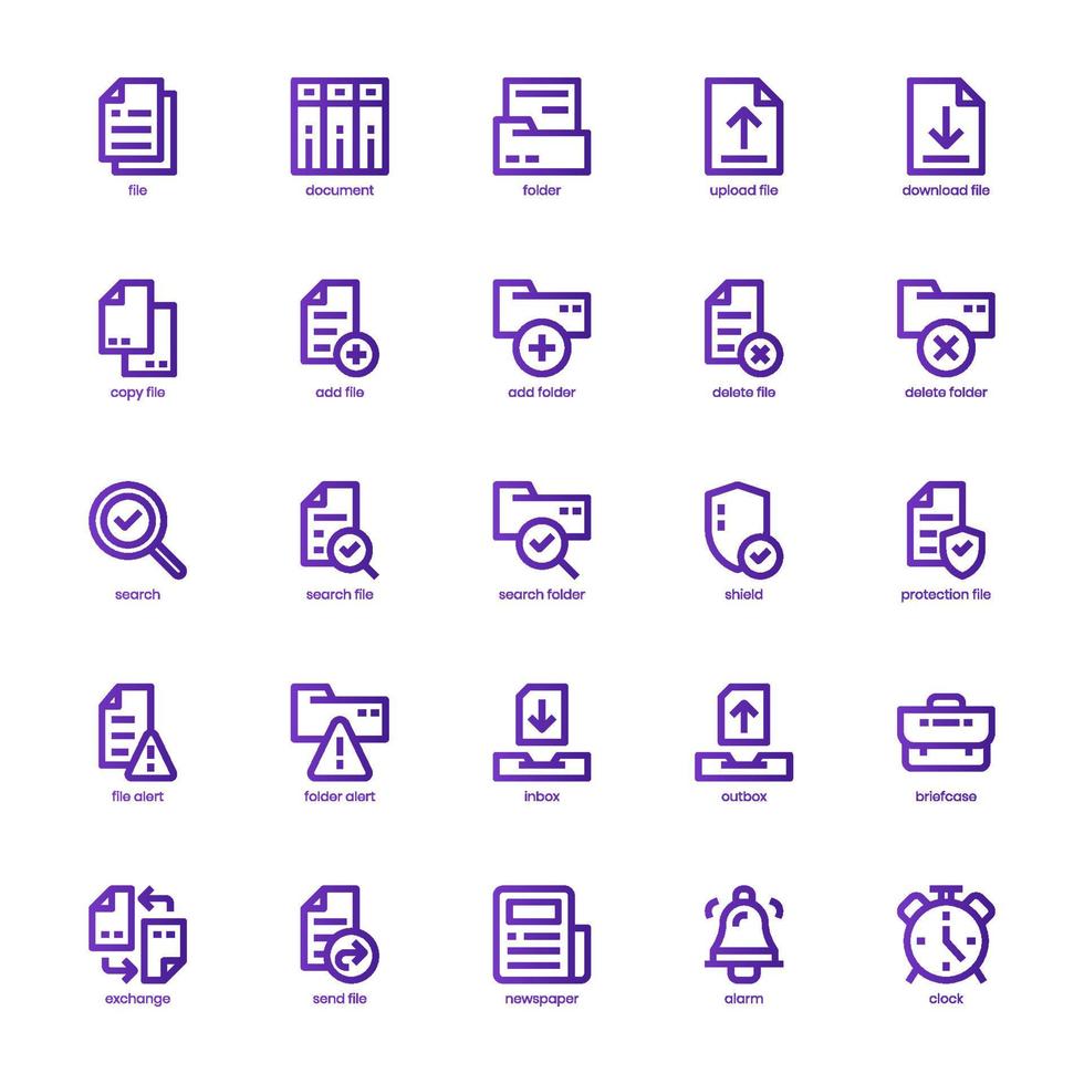 File and Document icon pack for your website, mobile, presentation, and logo design. File and Document icon basic line gradient  design. Vector graphics illustration and editable stroke.