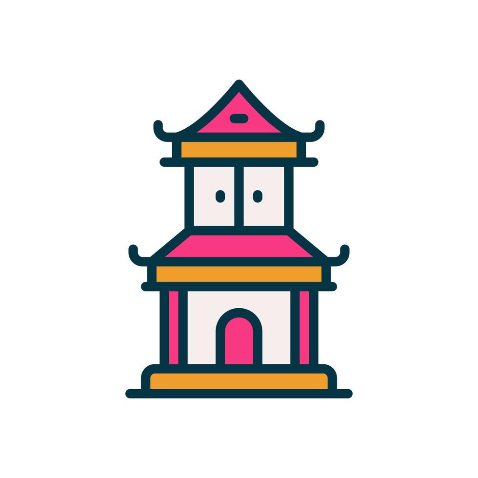 icono del templo chino para su sitio web, móvil, presentación y diseño de logotipo. vector