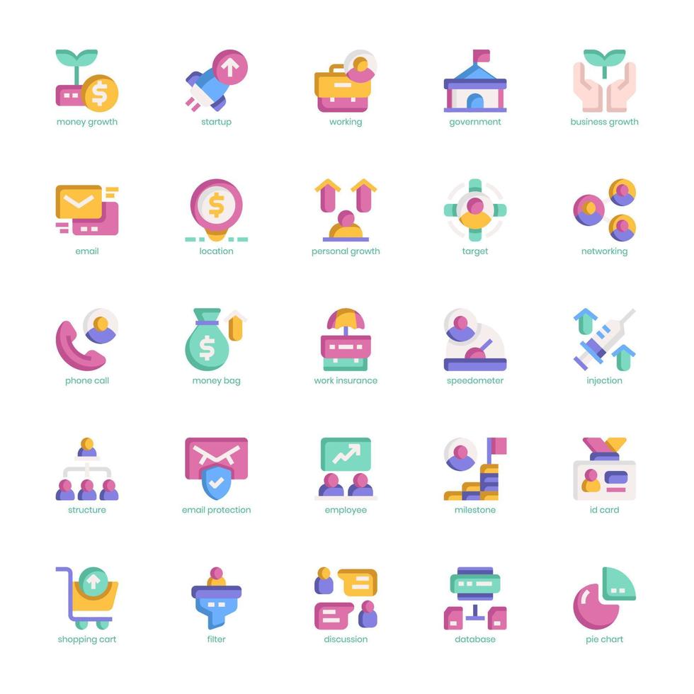 paquete de iconos de crecimiento empresarial para su sitio web, móvil, presentación y diseño de logotipo. diseño plano del icono de crecimiento empresarial. ilustración de gráficos vectoriales y trazo editable. vector