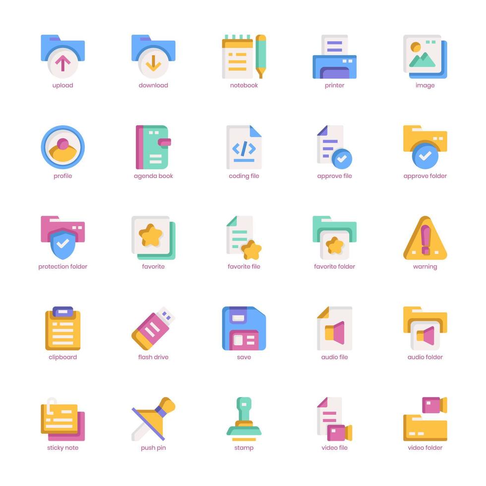File and Document icon pack for your website, mobile, presentation, and logo design. File and Document icon flat design. Vector graphics illustration and editable stroke.