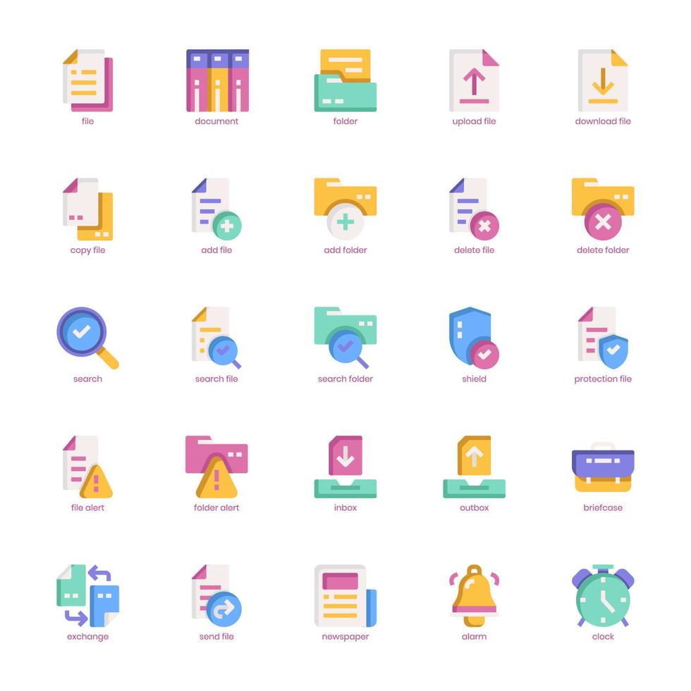 File and Document icon pack for your website, mobile, presentation, and logo design. File and Document icon flat design. Vector graphics illustration and editable stroke.