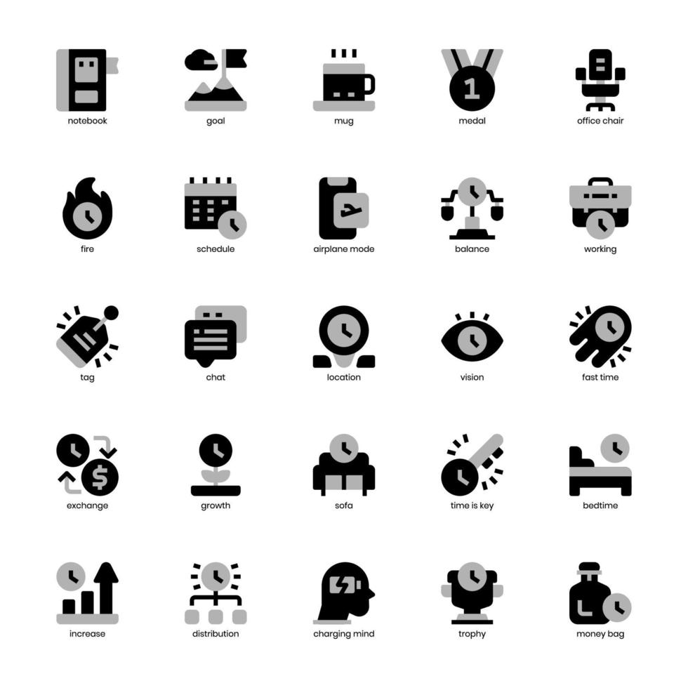 paquete de iconos de productividad para su sitio web, móvil, presentación y diseño de logotipo. icono de productividad diseño de tono dúo. ilustración de gráficos vectoriales y trazo editable. vector