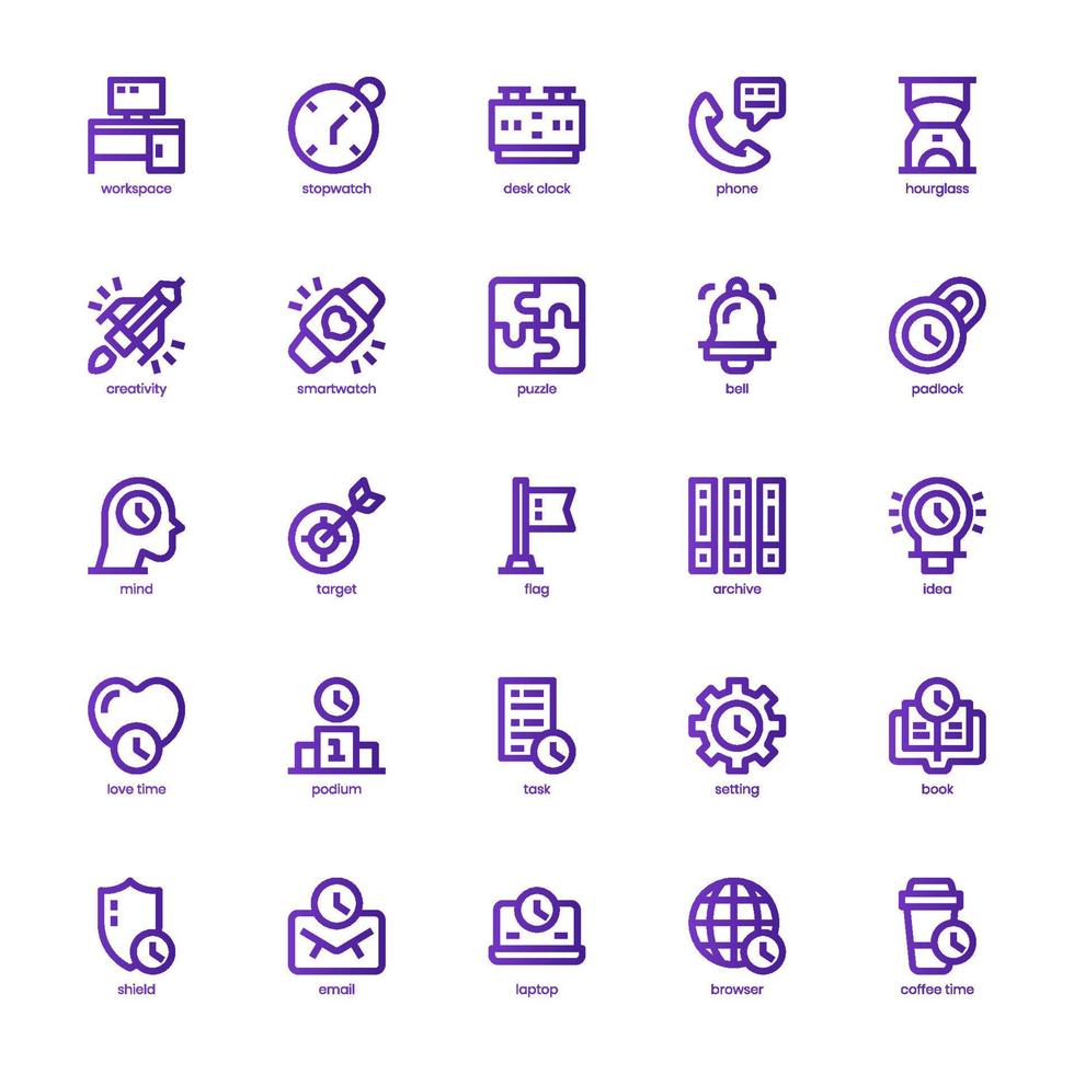 paquete de iconos de productividad para su sitio web, móvil, presentación y diseño de logotipo. icono de productividad diseño de gradiente de línea básica. ilustración de gráficos vectoriales y trazo editable. vector