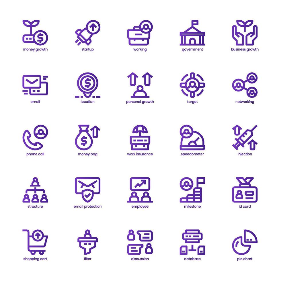 Business Growth icon pack for your website, mobile, presentation, and logo design. Business Growth icon basic line gradient design. Vector graphics illustration and editable stroke.
