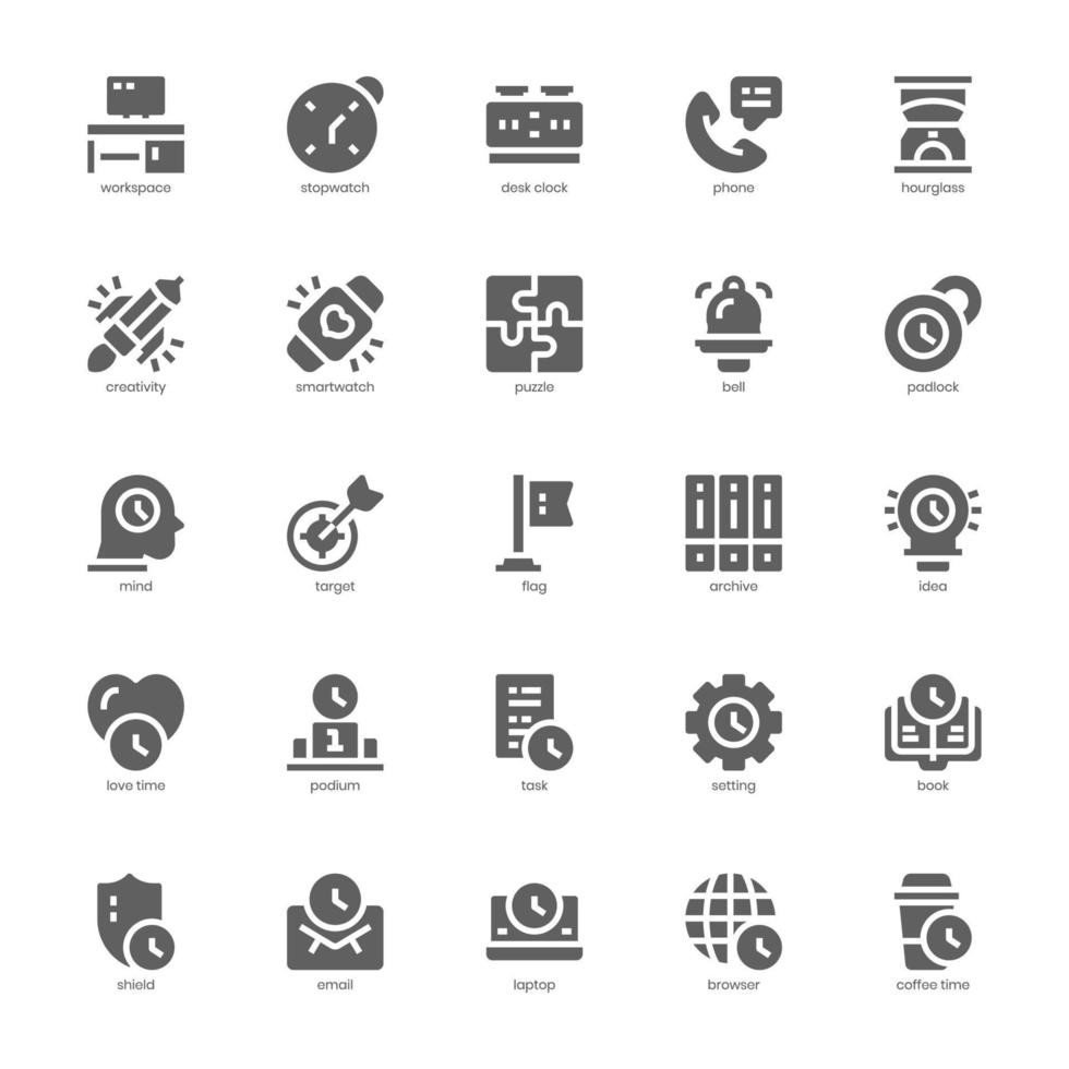 Productivity icon pack for your website, mobile, presentation, and logo design. Productivity icon glyph design. Vector graphics illustration and editable stroke.