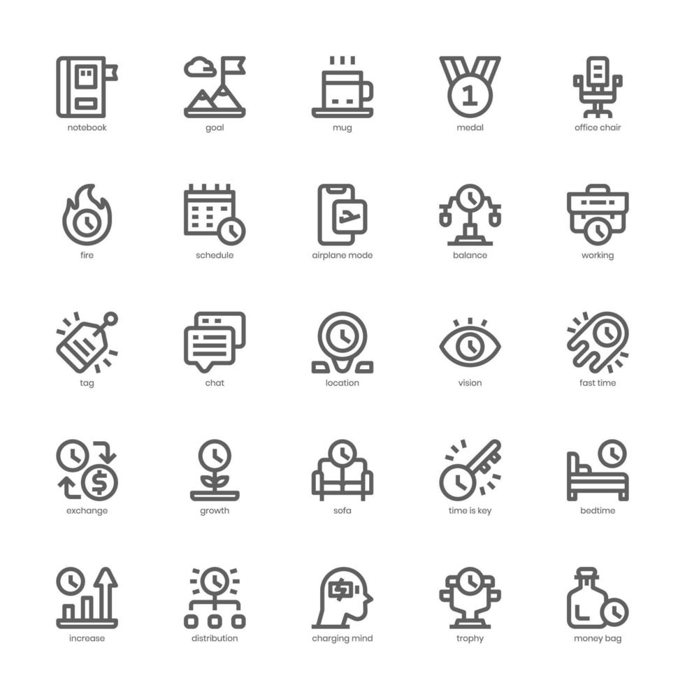 Productivity icon pack for your website, mobile, presentation, and logo design. Productivity icon outline design. Vector graphics illustration and editable stroke.