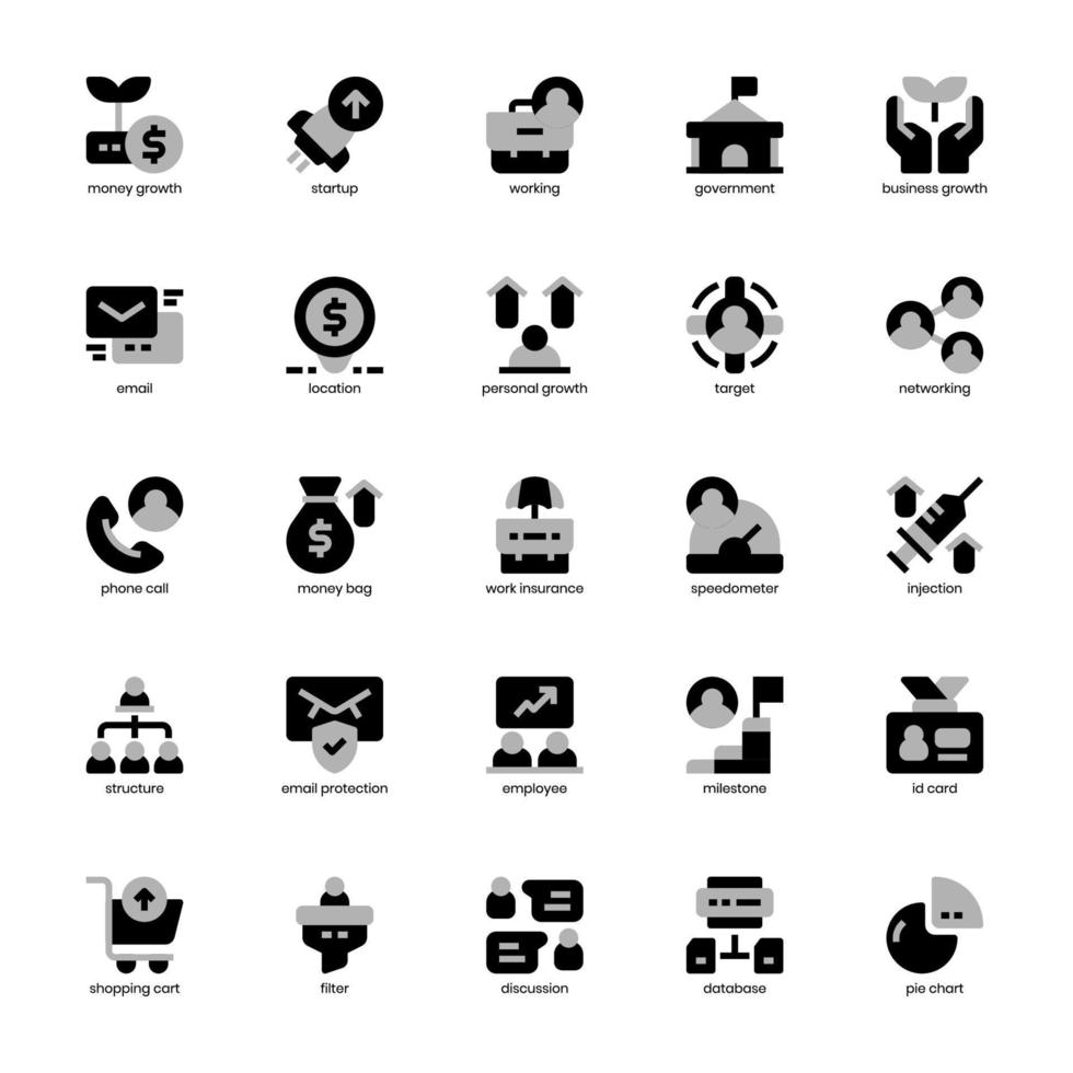 paquete de iconos de crecimiento empresarial para su sitio web, móvil, presentación y diseño de logotipo. diseño de tono dúo de icono de crecimiento empresarial. ilustración de gráficos vectoriales y trazo editable. vector