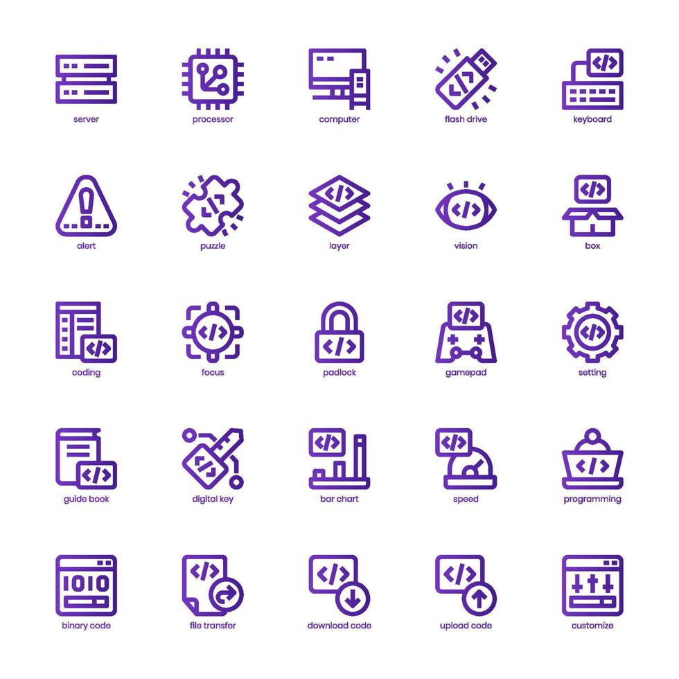 Programming icon pack for your website, mobile, presentation, and logo design. Programming icon basic line gradient design. Vector graphics illustration and editable stroke.