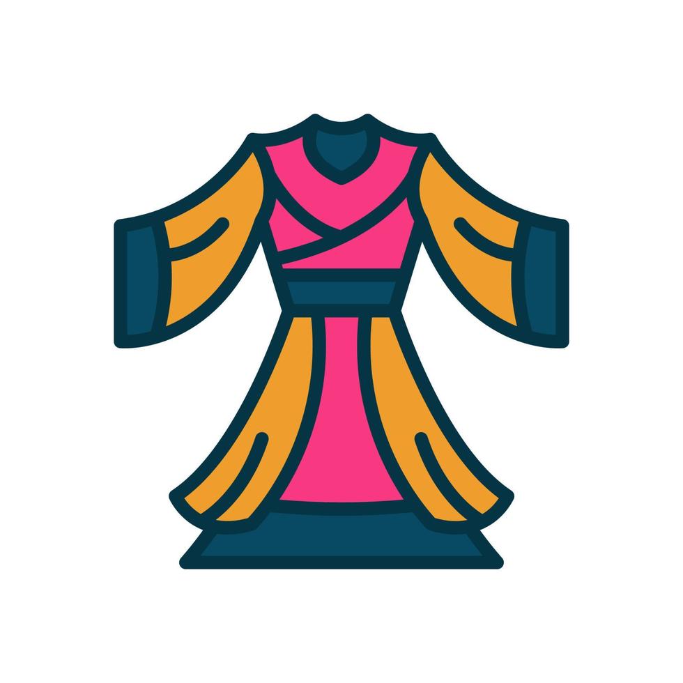 icono de vestido chino para su sitio web, móvil, presentación y diseño de logotipo. vector