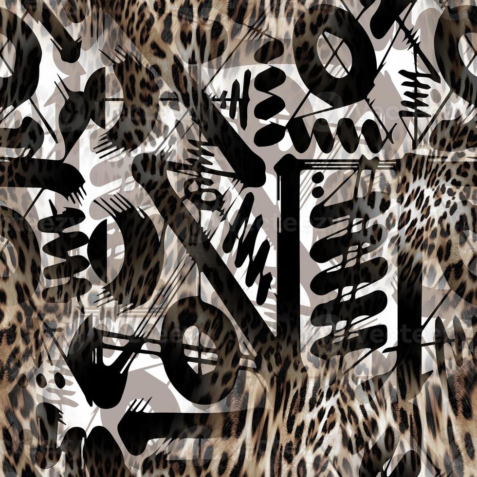 Seamless minimalist background with leopard texture, geometric design, leopard pattern. photo