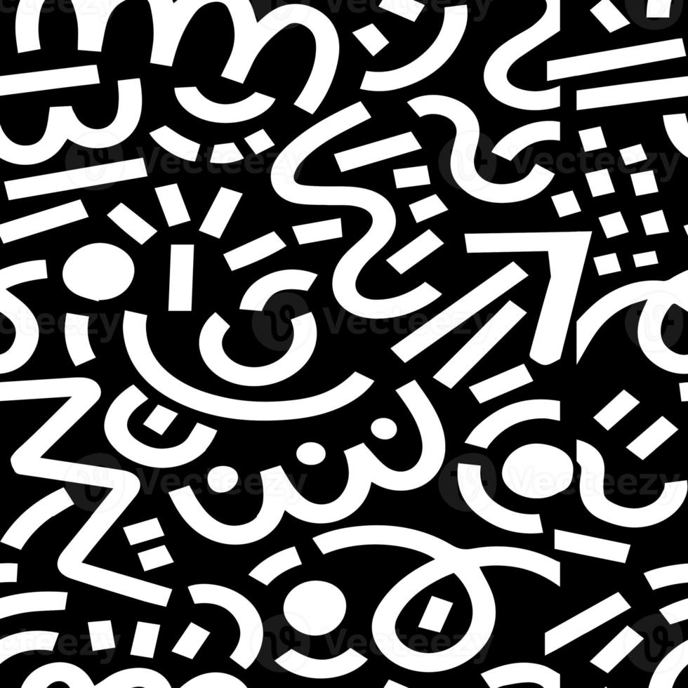 Seamless hand draw monochrome geometric pattern, black and white. photo