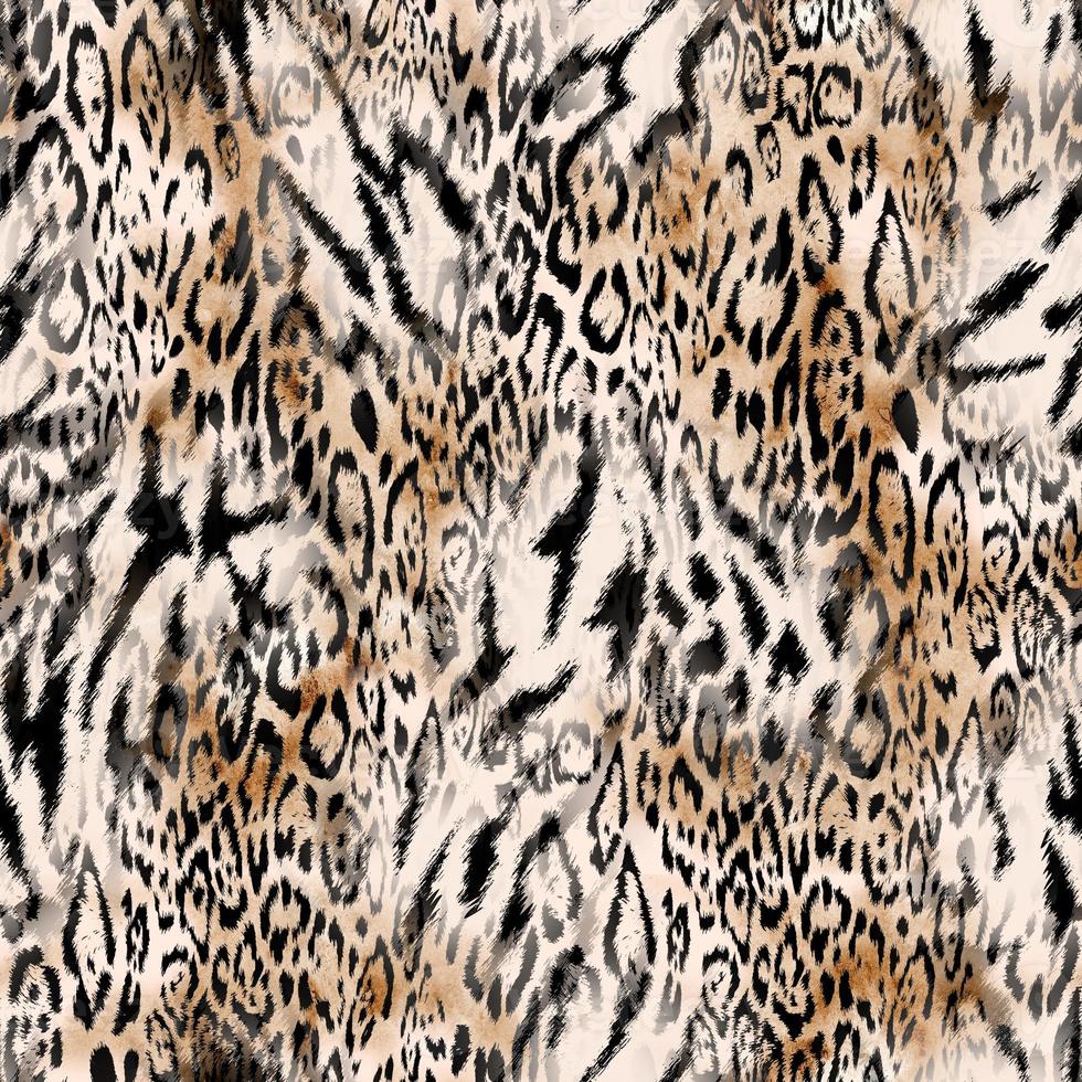 Seamless leopard and zebra texture, hand draw animal print, animal texture, African wild pattern. photo