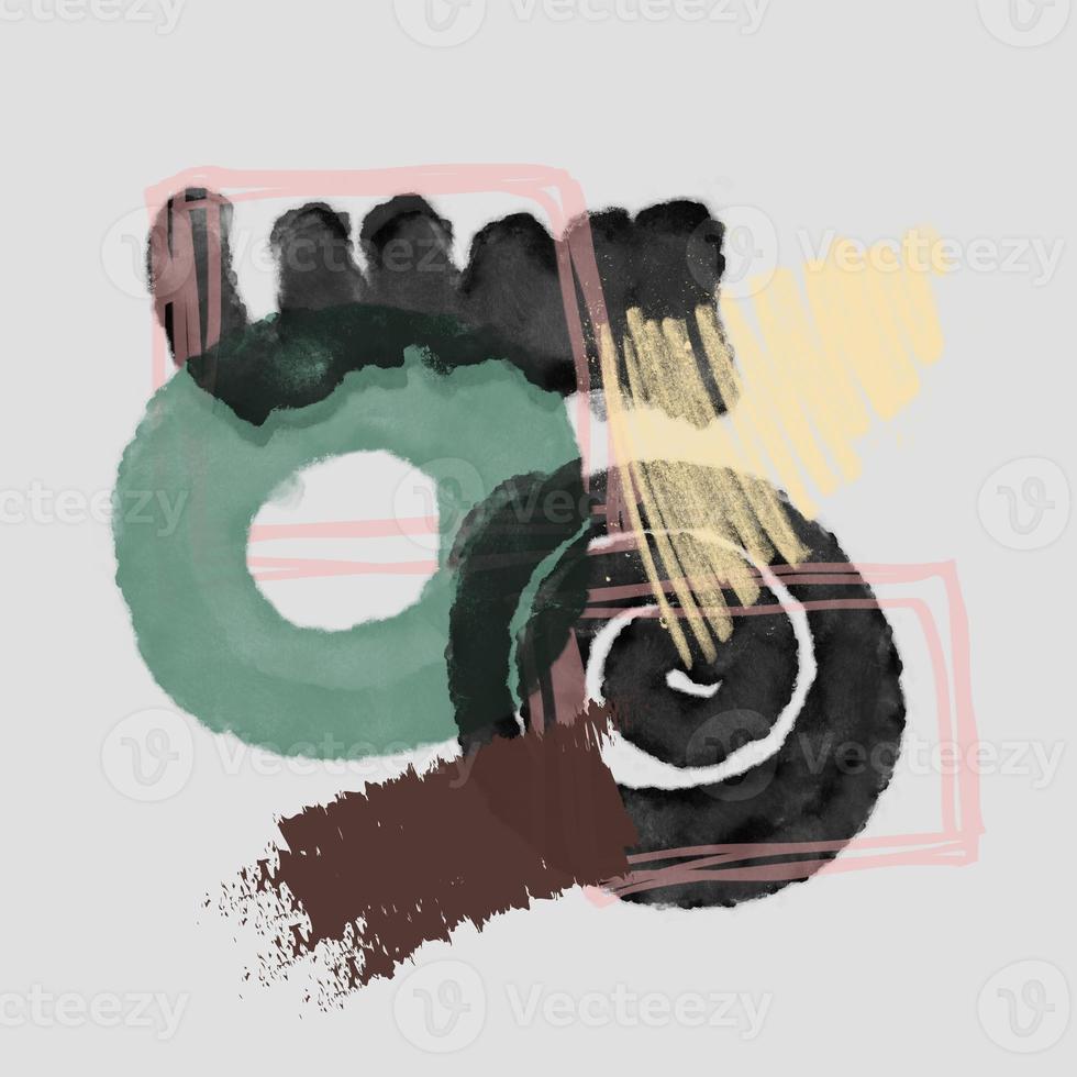 Abstract art background creative minimalist with different shapes for wall decoration. painting for postcard, wall decor, print, card, wallpaper, background. photo