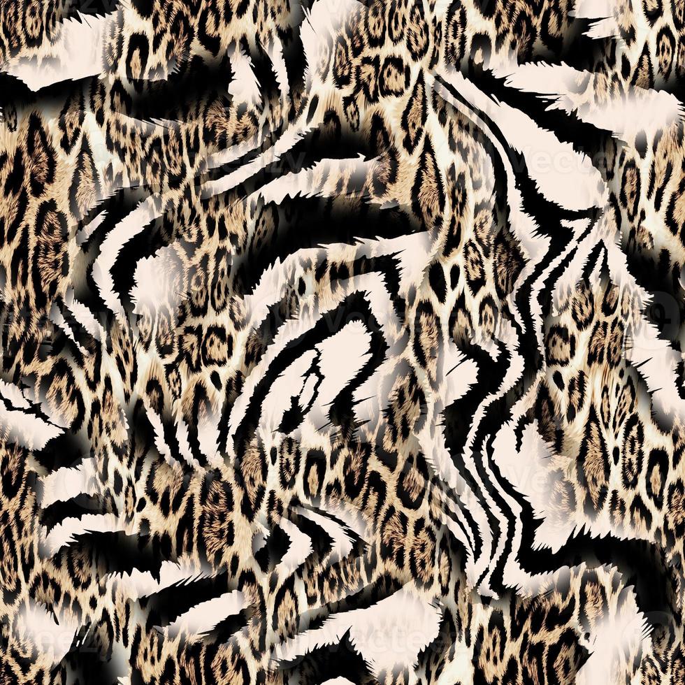 Seamless leopard and zebra texture, hand draw animal print, animal texture, African wild pattern. photo