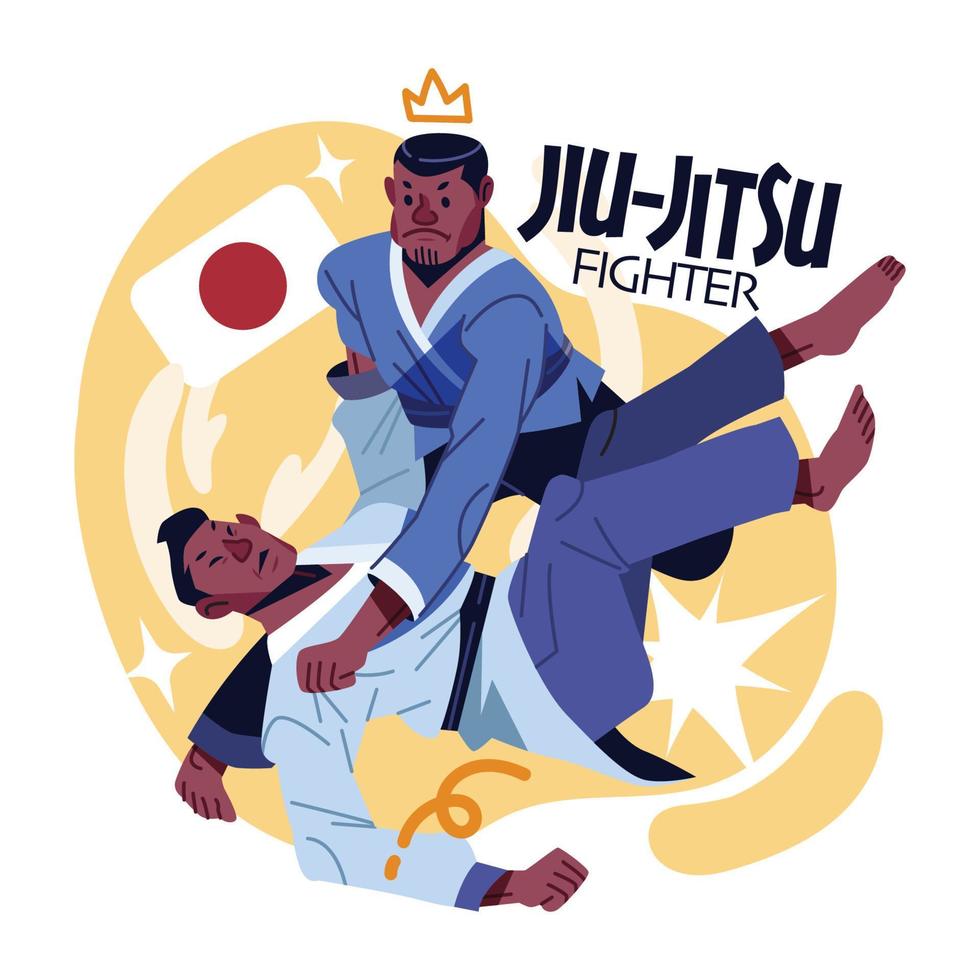 Jiu Jitsu Match Between Male Athletes vector