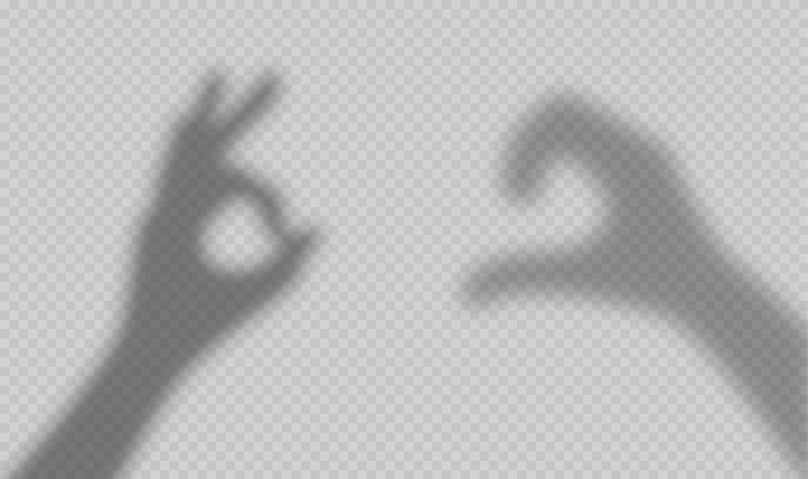 Set of realistic hand shadows on gray background vector