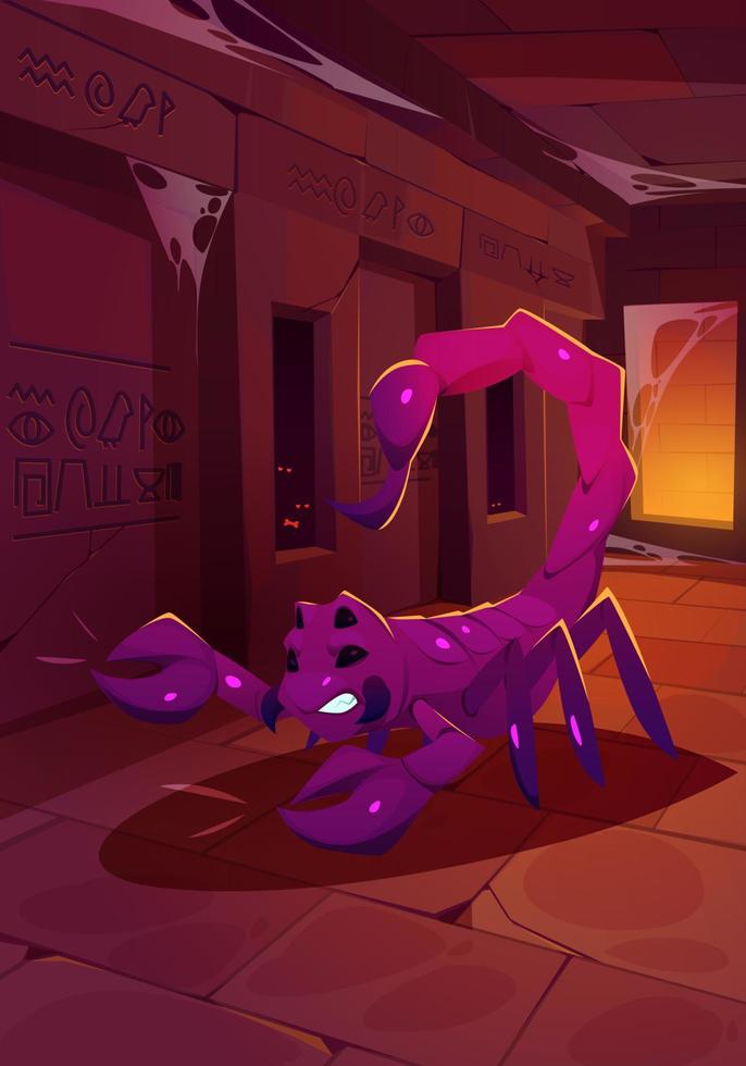 Monster scorpion inside ancient Egyptian pyramid vector