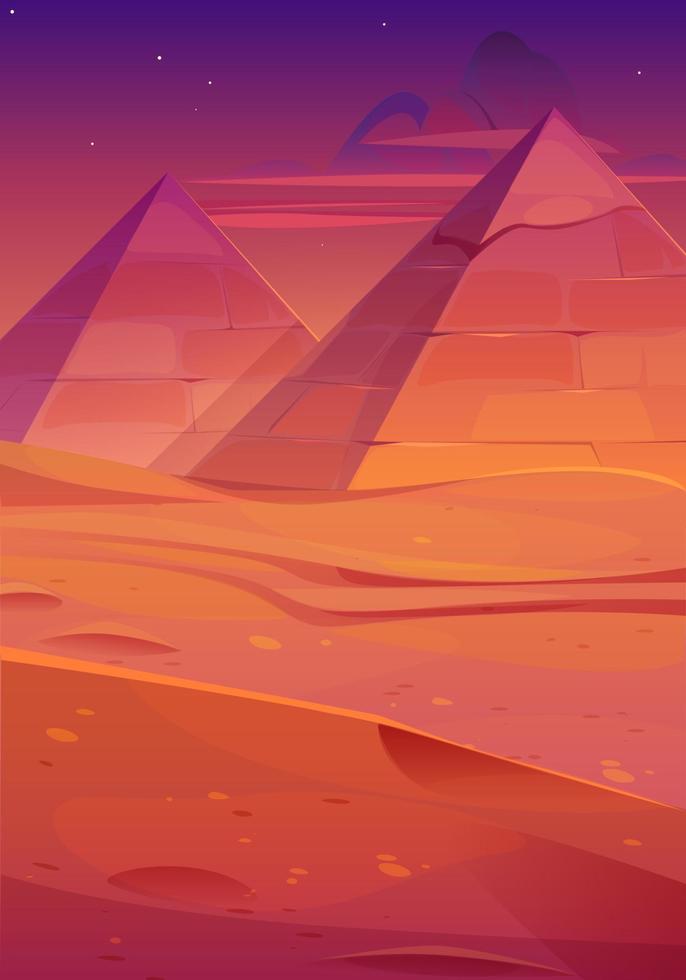 Ancient Egyptian pyramids at dusk vector