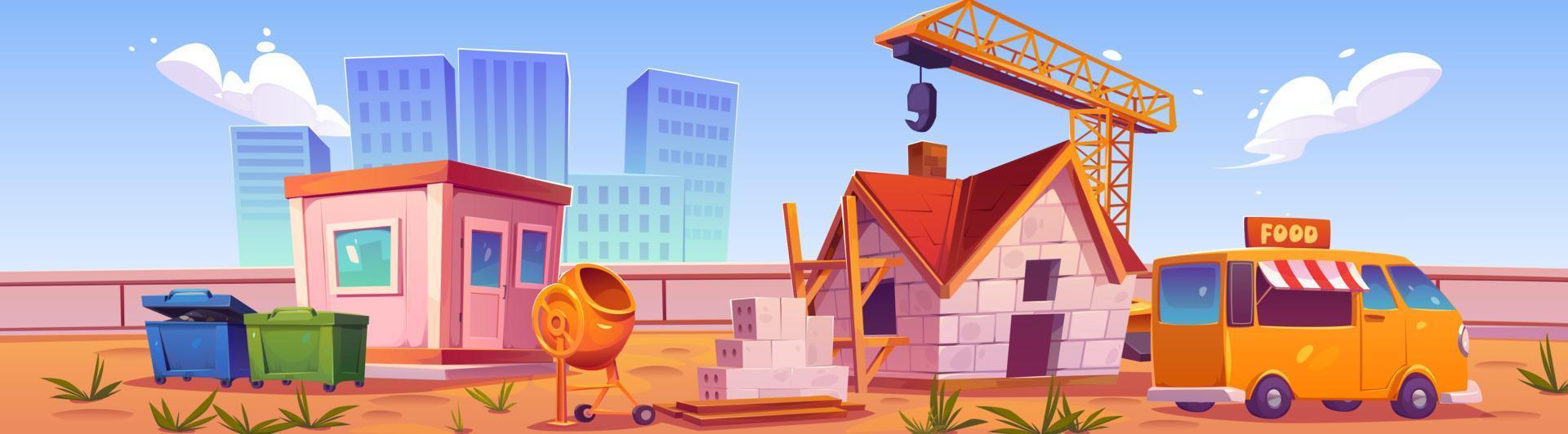 House construction site on cityscape background vector