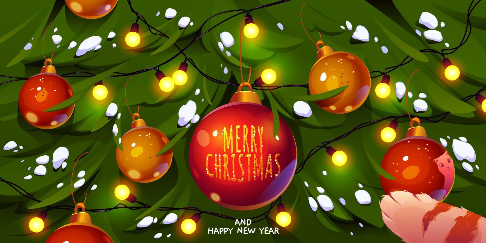 Merry Christmas and Happy New Year greeting card vector