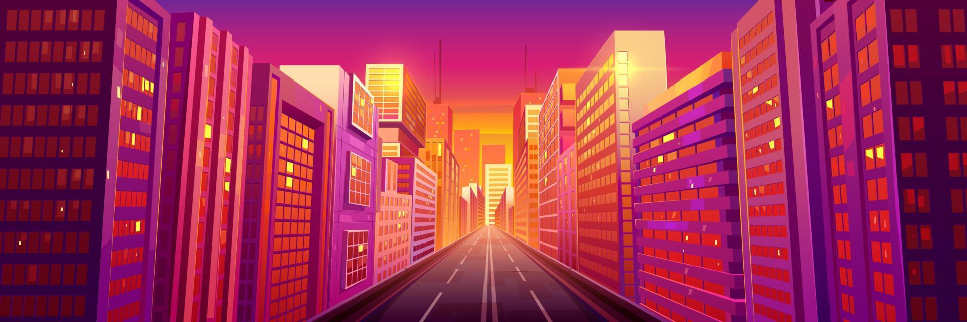 City street with road at early morning, driveway vector