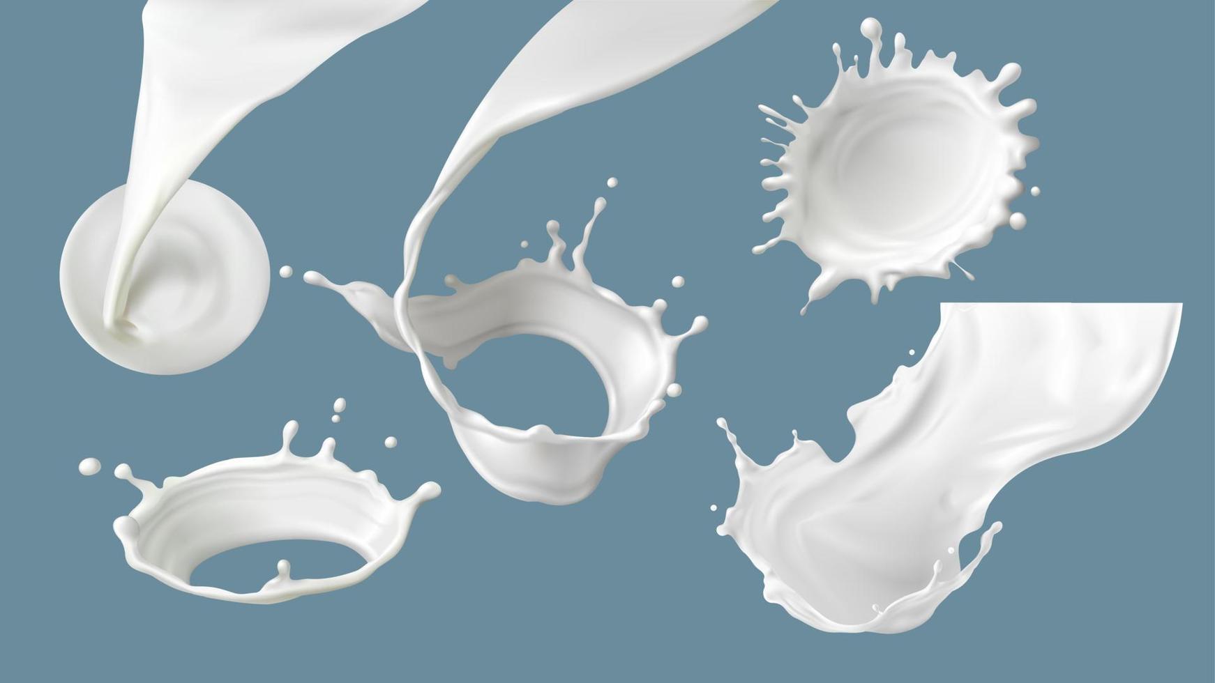 Milk splash or pouring realistic vector