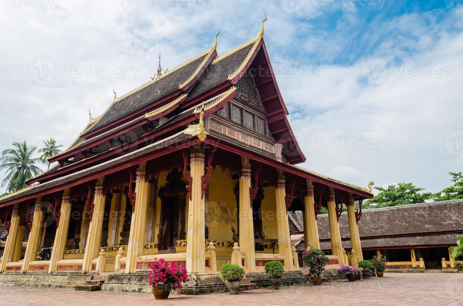 Antique Temple of Wat Sisaket Monastery at Vientiane Capital City of Laos photo