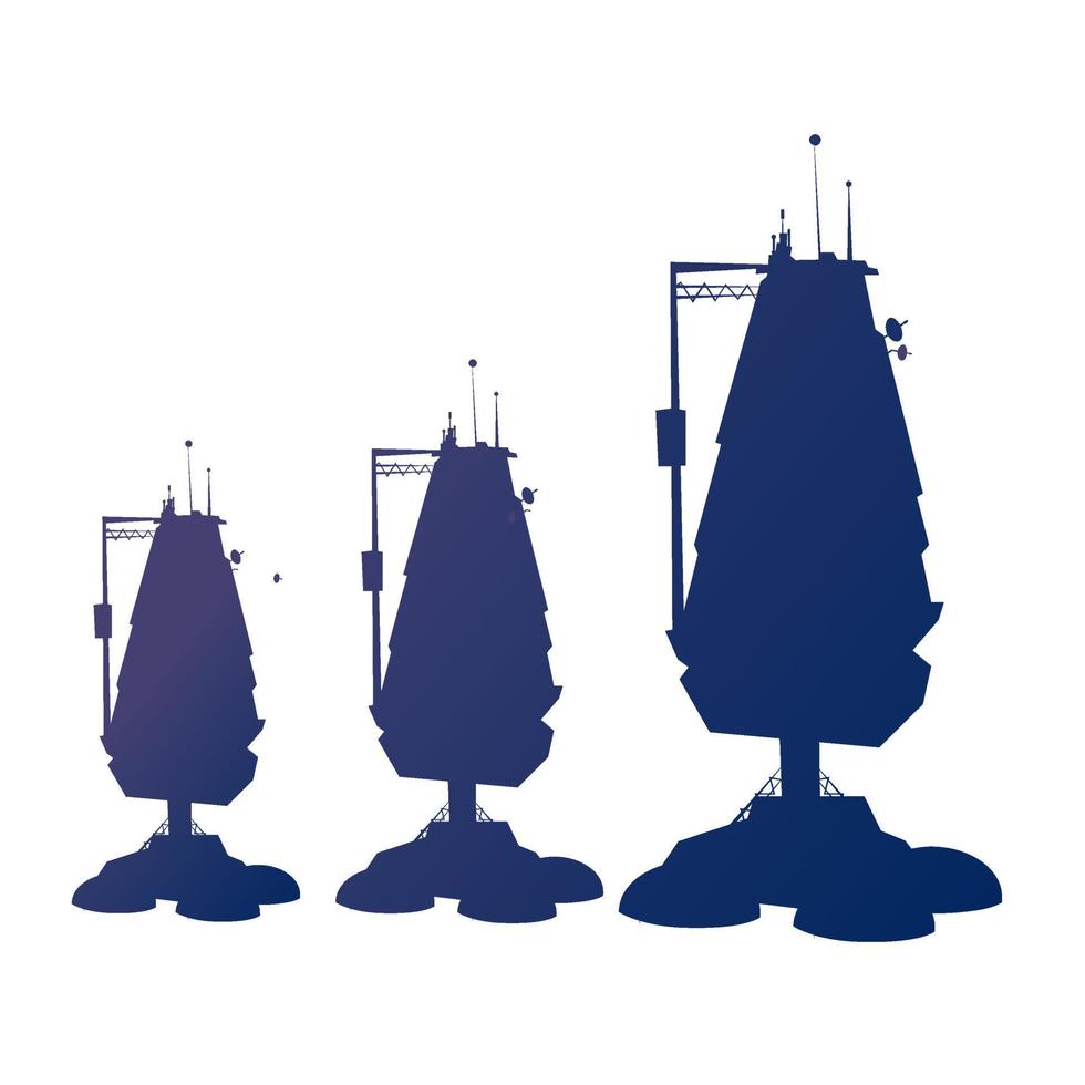 Spaceship silhouettes vector cartoon illustration