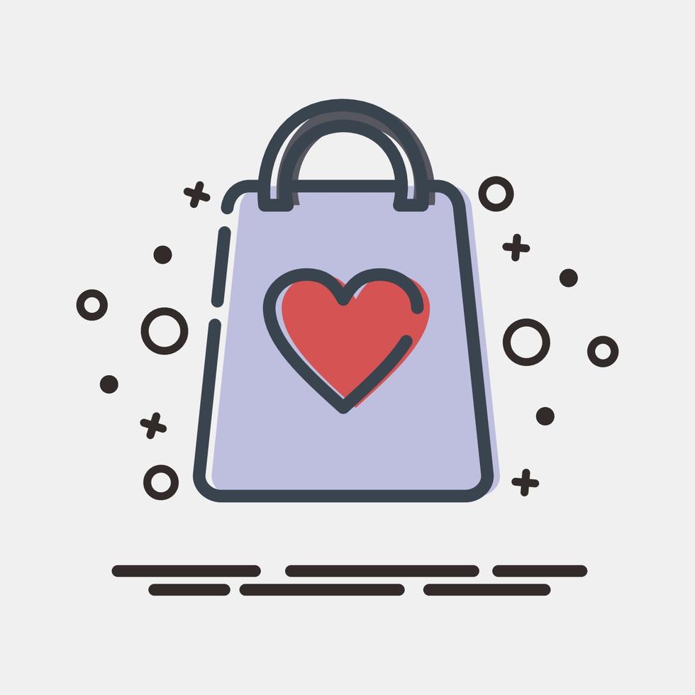 Icon valentine gift bag. Valentine day celebration elements. Icons in MBE style. Good for prints, posters, logo, party decoration, greeting card, etc. vector