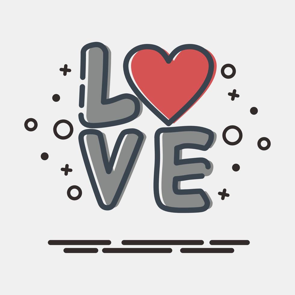 icono de amor. elementos de celebración del día de san valentín. iconos en estilo mbe. bueno para impresiones, carteles, logotipos, decoración de fiestas, tarjetas de felicitación, etc. vector