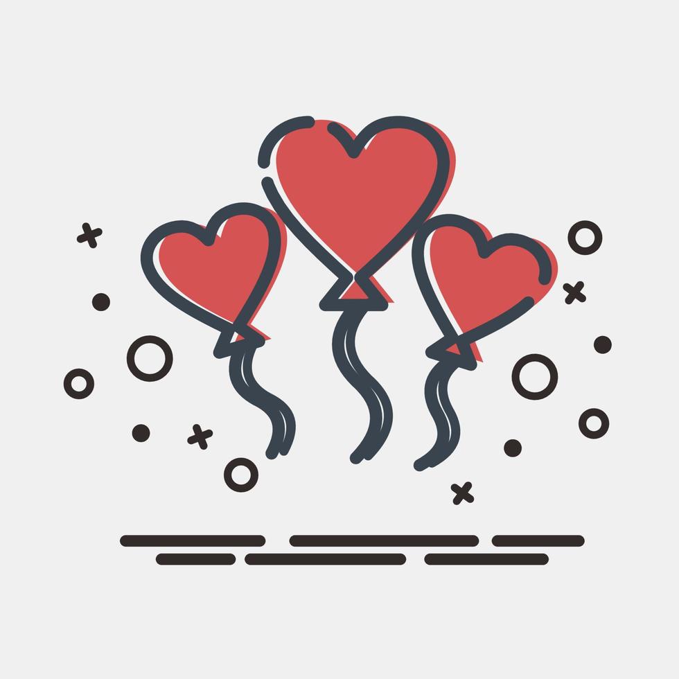 Icon heart shaped ballon. Valentine day celebration elements. Icons in MBE style. Good for prints, posters, logo, party decoration, greeting card, etc. vector