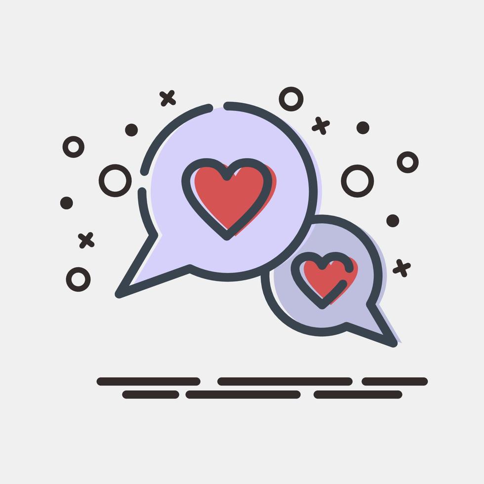 Icon love chat. Valentine day celebration elements. Icons in MBE style. Good for prints, posters, logo, party decoration, greeting card, etc. vector