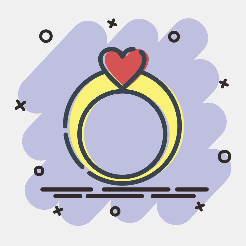 anillo de icono elementos de celebración del día de san valentín. iconos en estilo cómico. bueno para impresiones, carteles, logotipos, decoración de fiestas, tarjetas de felicitación, etc. vector