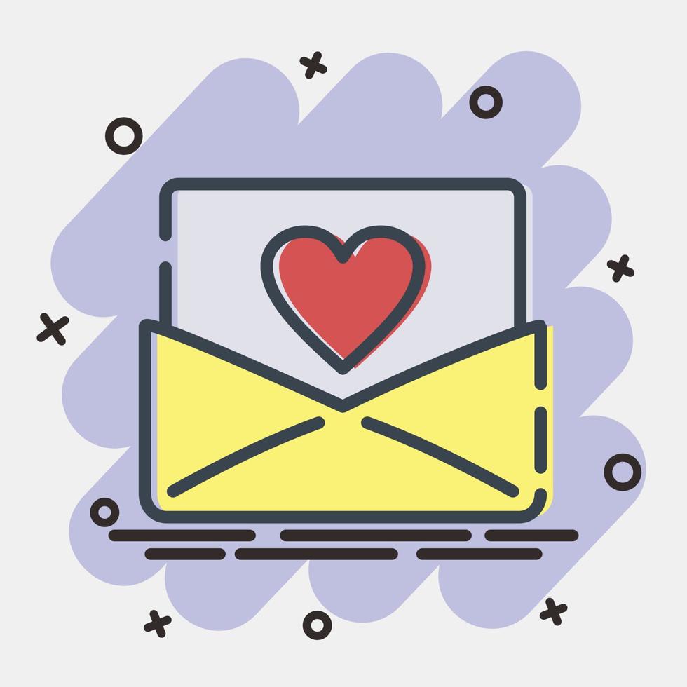 Icon love letter. Valentine day celebration elements. Icons in comic style. Good for prints, posters, logo, party decoration, greeting card, etc. vector